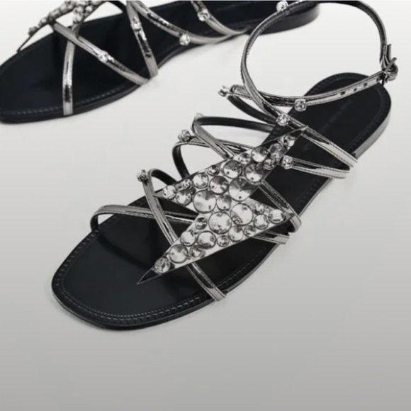 ZARA Lightning Bolt Sandals sz 7.5 - Picture 2 of 5